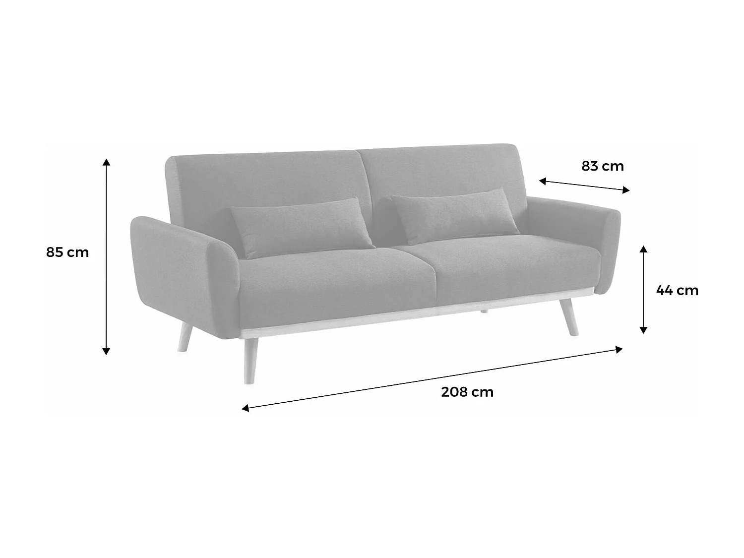 Canapé convertible design en tissu - Oskar - 2 - 3 places scandinave droit avec pieds bois