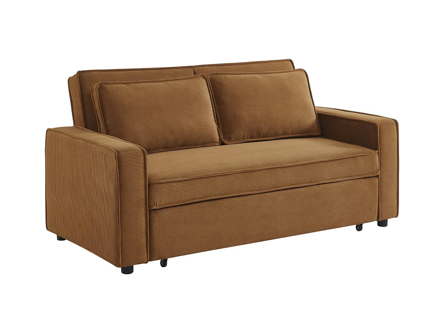 Sofá cama de pana de 3 plazas marrón