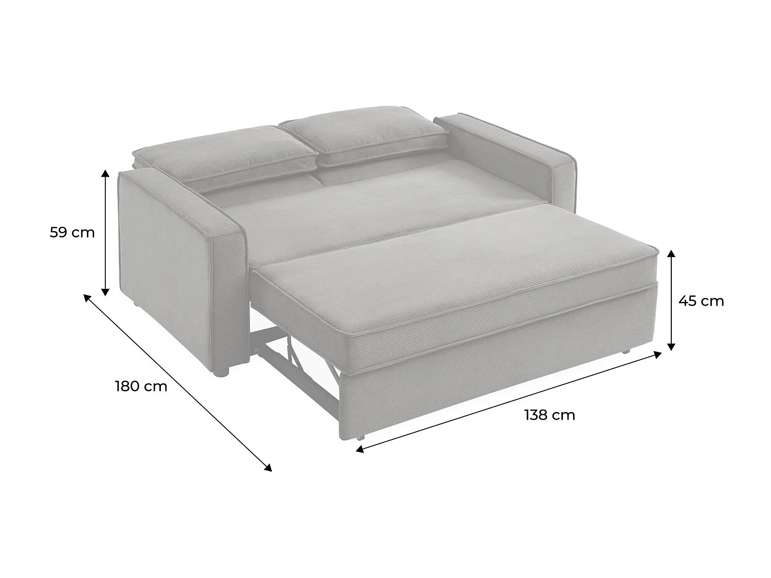 Sofá cama de pana de 3 plazas marrón
