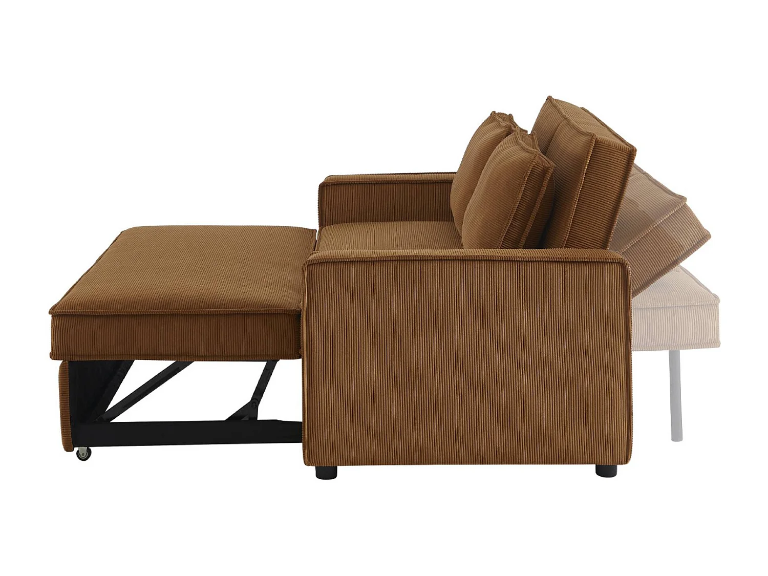 Sofá cama de pana de 3 plazas marrón