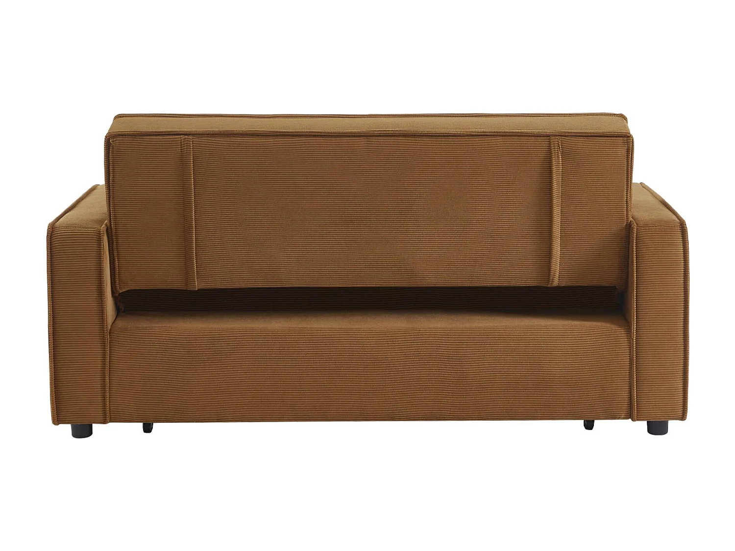 Canapé convertible 3 places rouille velours côtelé. banquette. lit