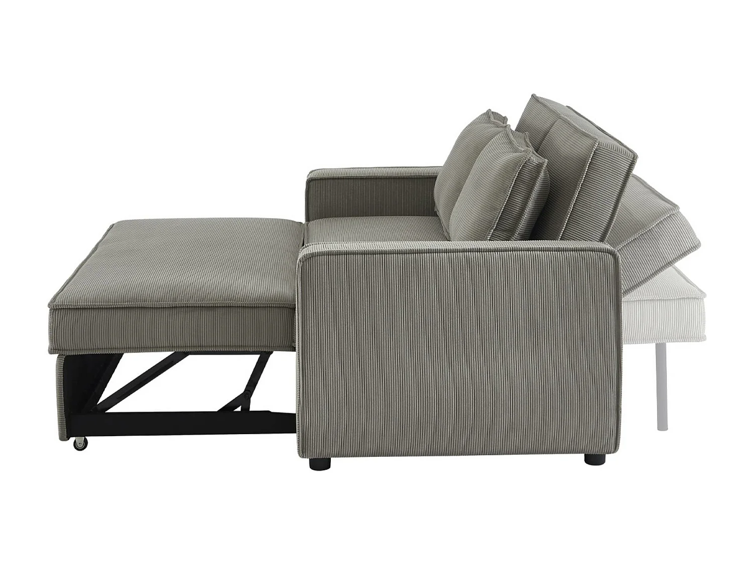 Sofá cama de pana de 3 plazas gris claro