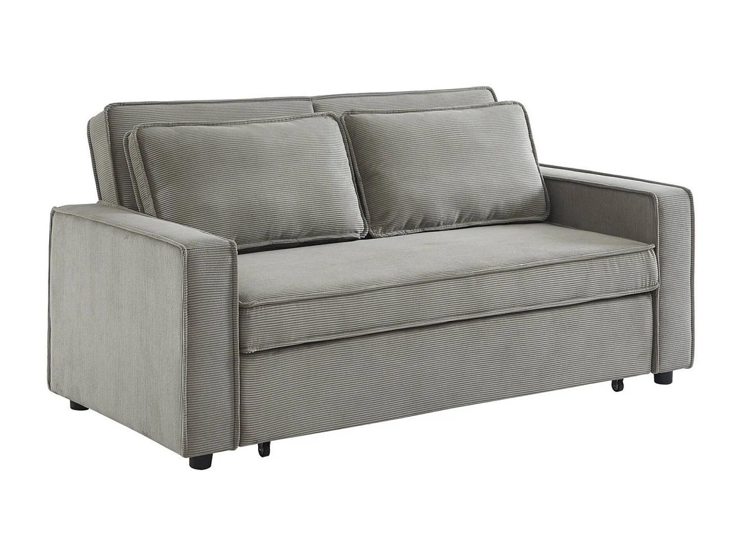 Divano letto a 3 posti in velluto a coste, grigio chiaro