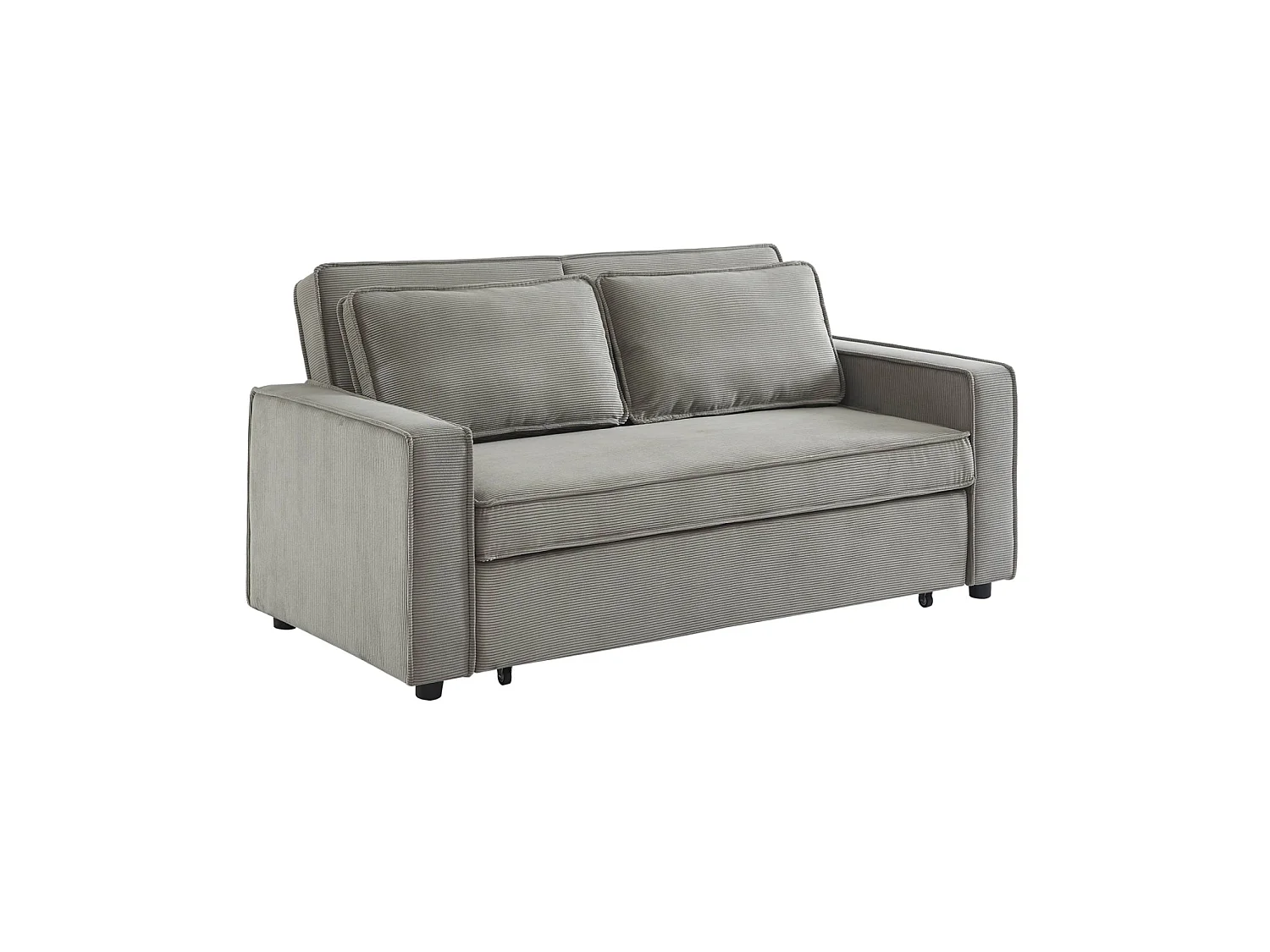 Sofá cama de pana, 2 plazas gris claro