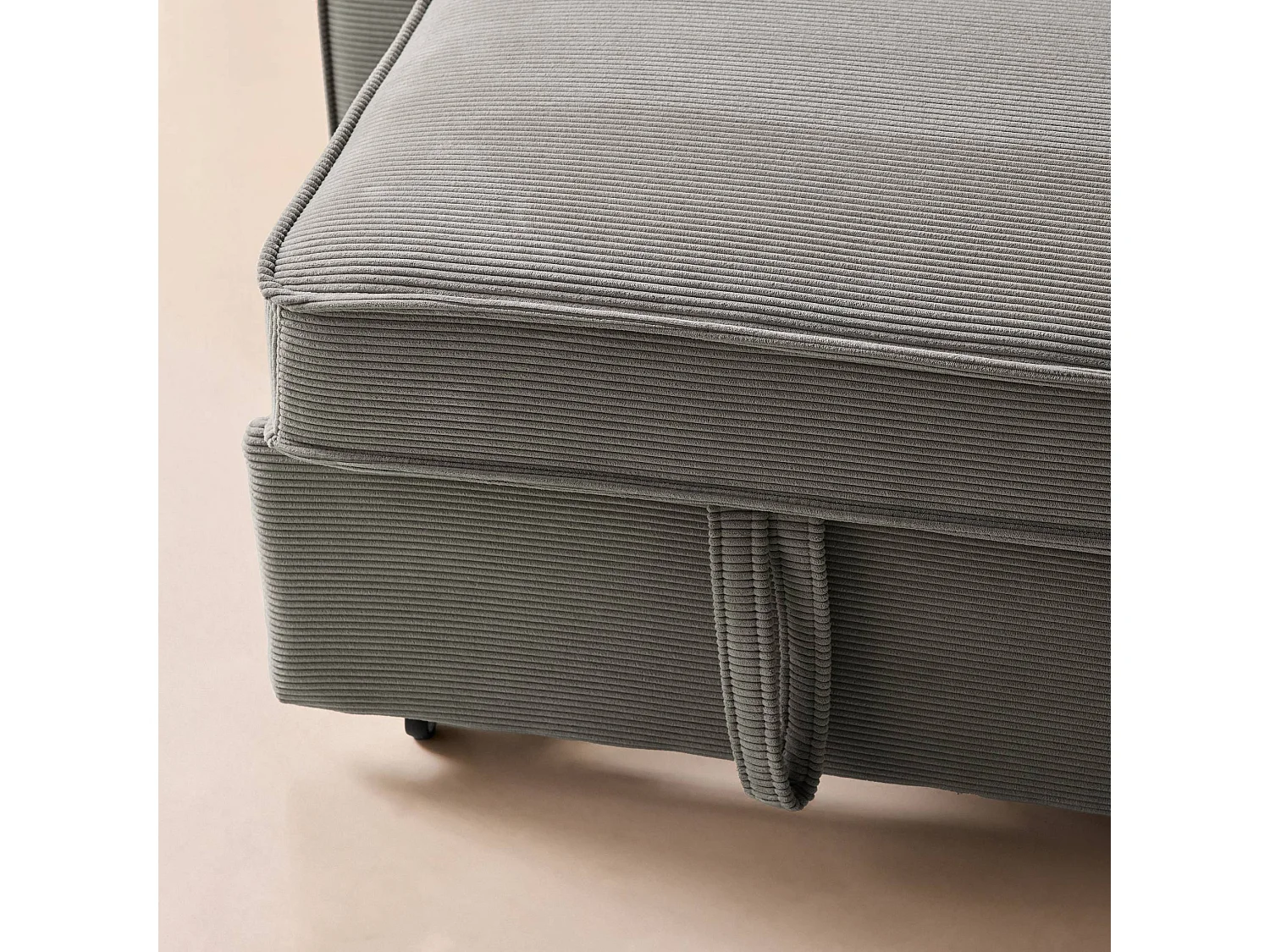 Sofá cama de pana, 2 plazas gris claro