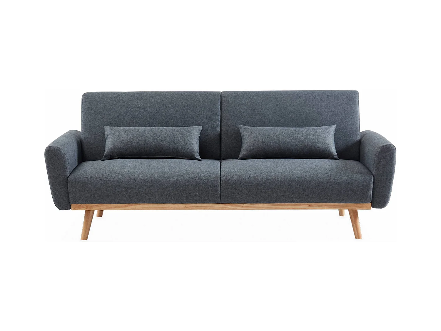 Divano letto 2-3 posti legno di eucalipto tessuto, grigio scuro