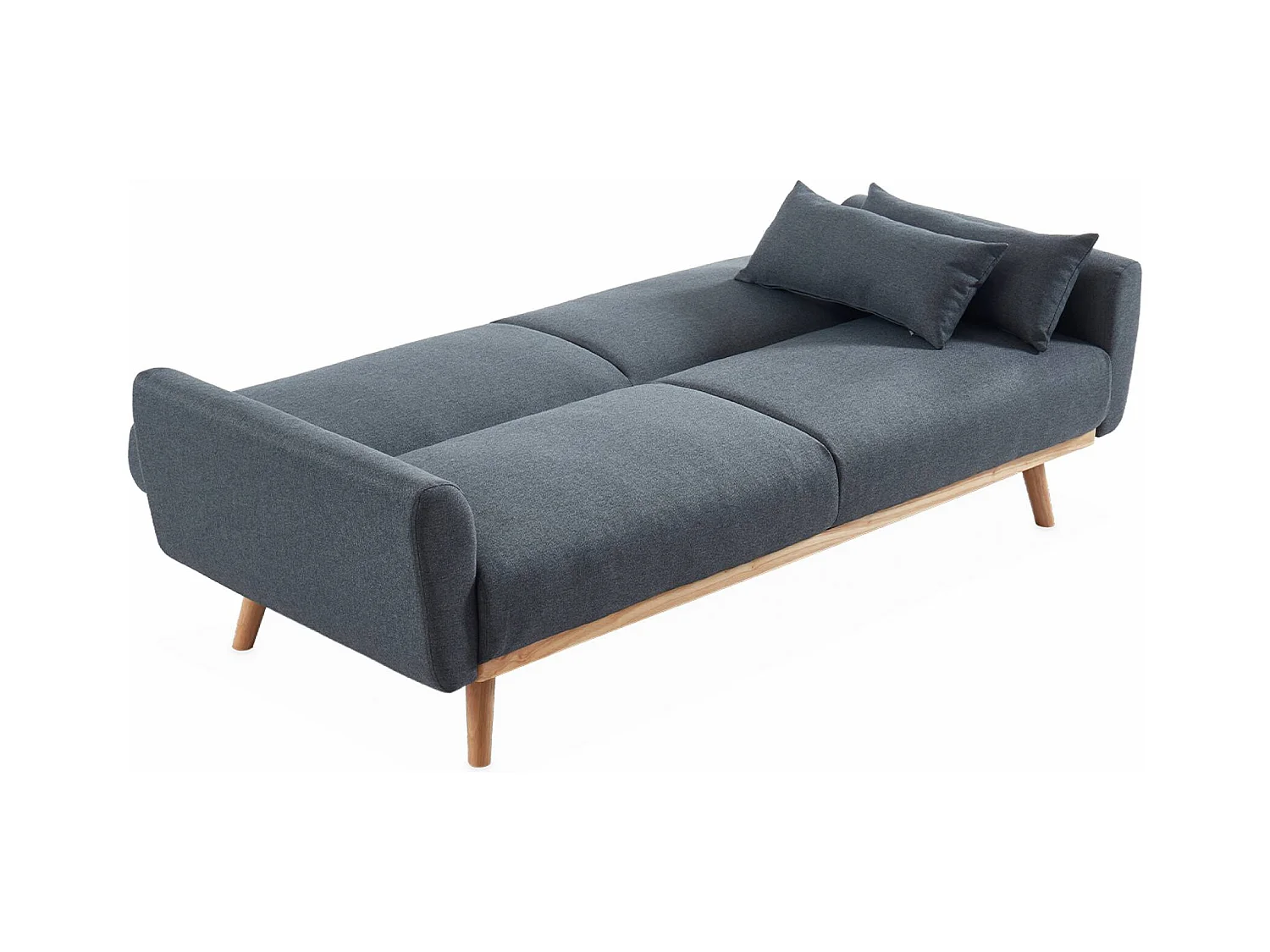 Divano letto 2-3 posti legno di eucalipto tessuto, grigio scuro