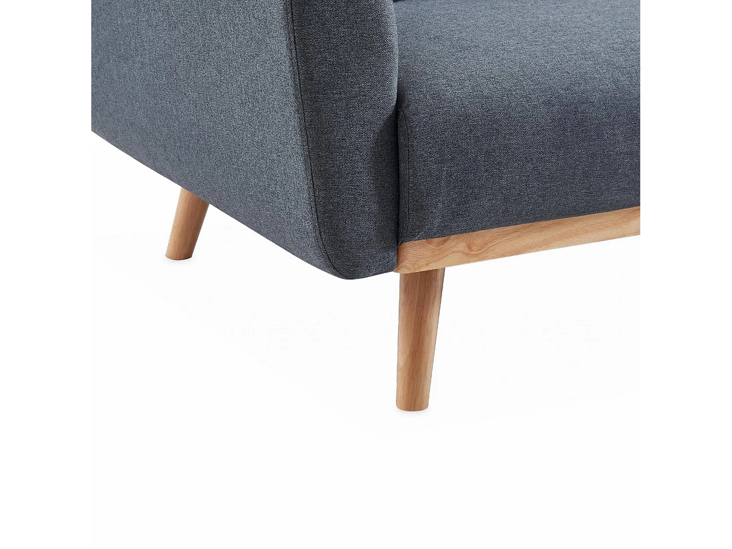 Divano letto 2-3 posti legno di eucalipto tessuto, grigio scuro