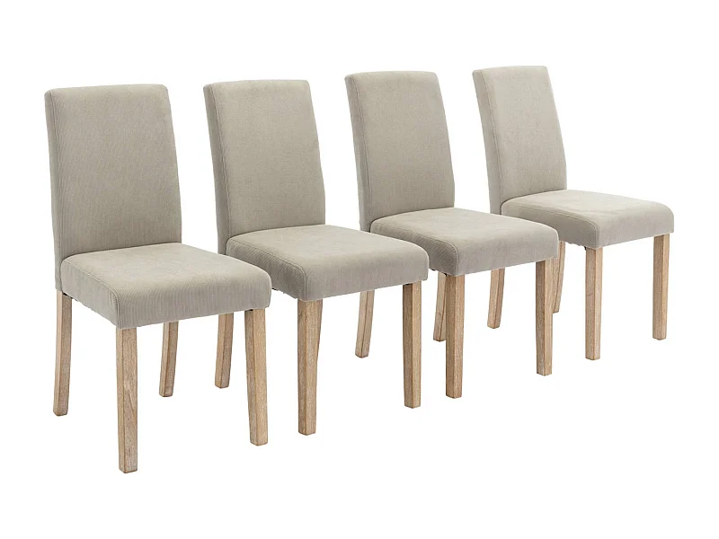 Lot de 4 chaises RITA velours côtelé pieds en bois d'hévéa cérusé