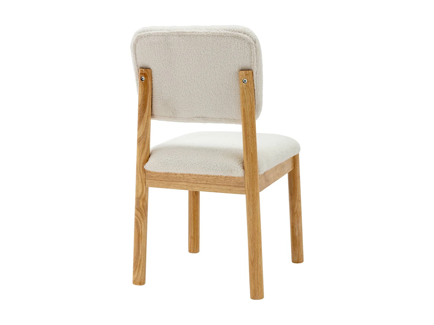 Set di 2 sedie imbottite in legno di hevea e bouclé, bianco