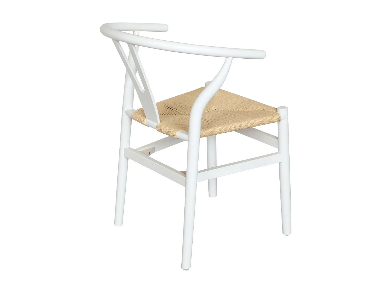 Silla de madera con asiento de cuerda, set de 2 blanco
