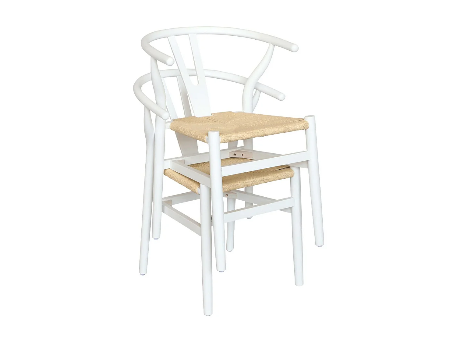 Silla de madera con asiento de cuerda, set de 2 blanco