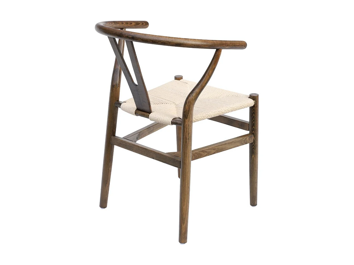 Sedia in legno con seduta in corda, set di 2, marrone