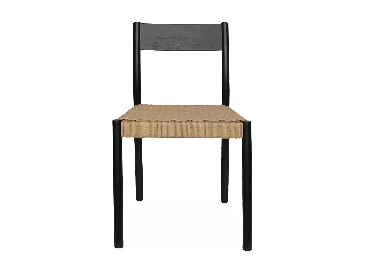 Lot de 2 chaises noires en bois et cordage. Ella. L 49.5 x P 53 x H 82cm