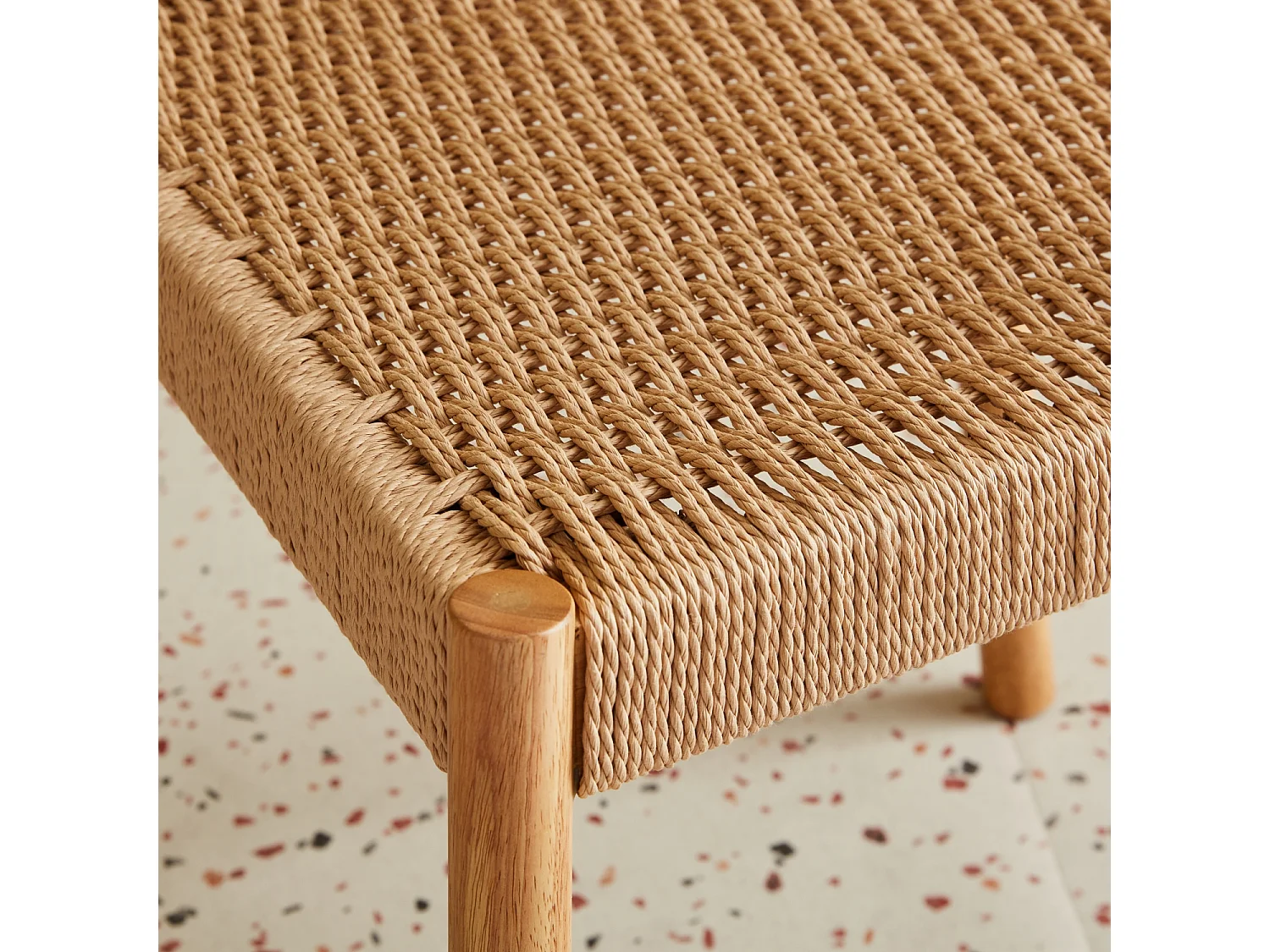 Silla de madera y cuerda, set de 2 natural