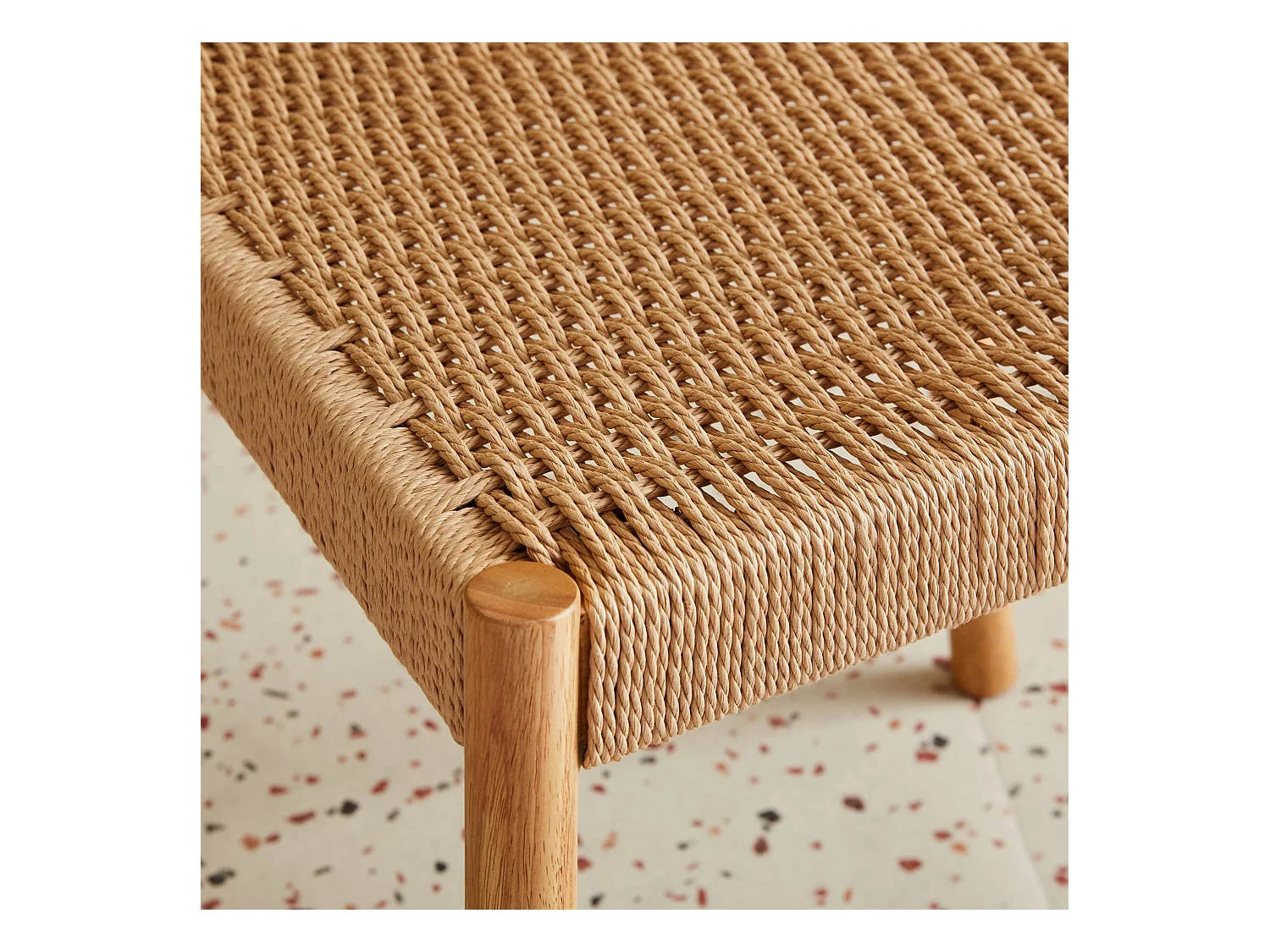 Set di 2 sedie in legno e corda, marrone naturale