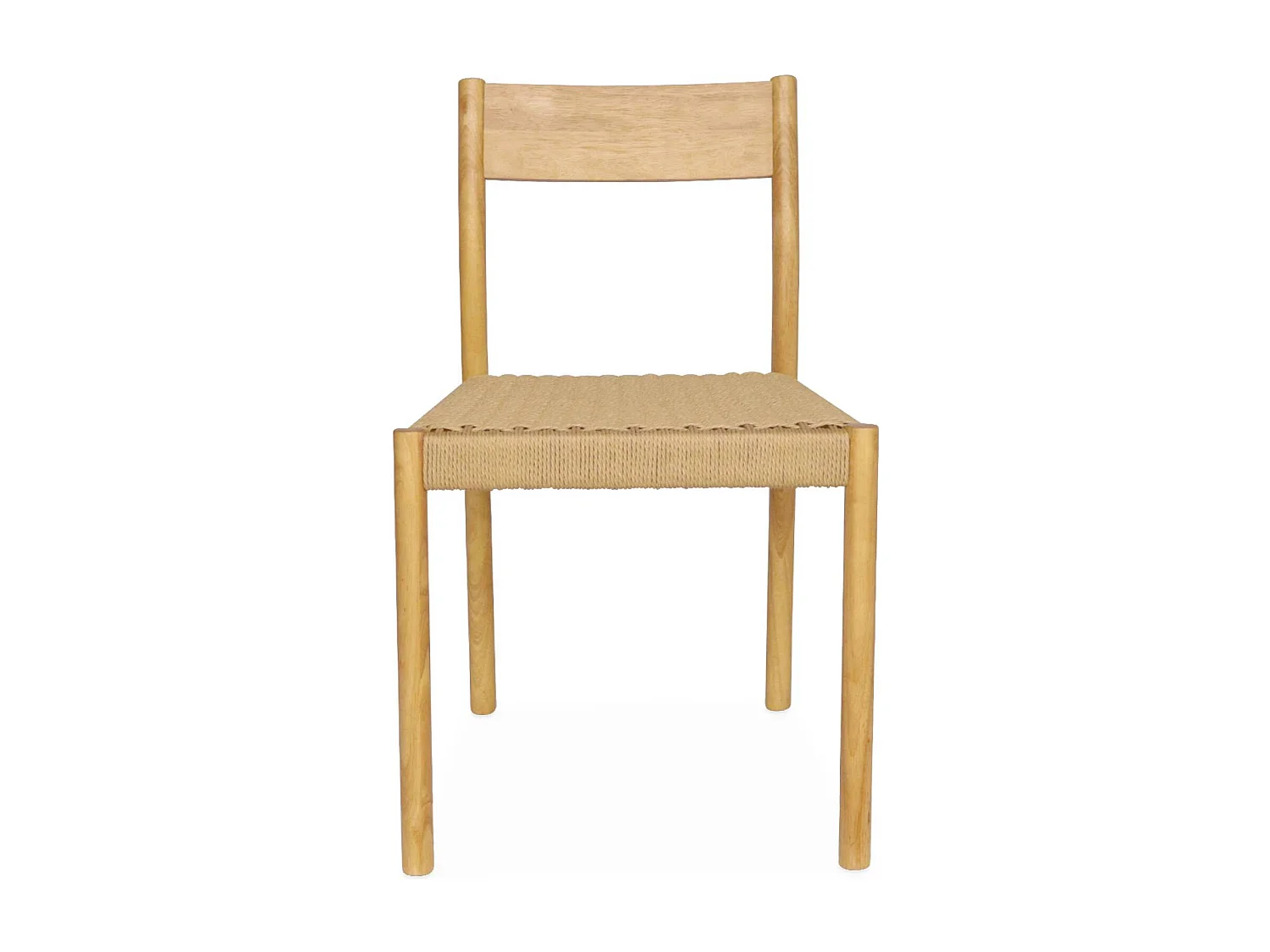 Silla de madera y cuerda, set de 2 natural