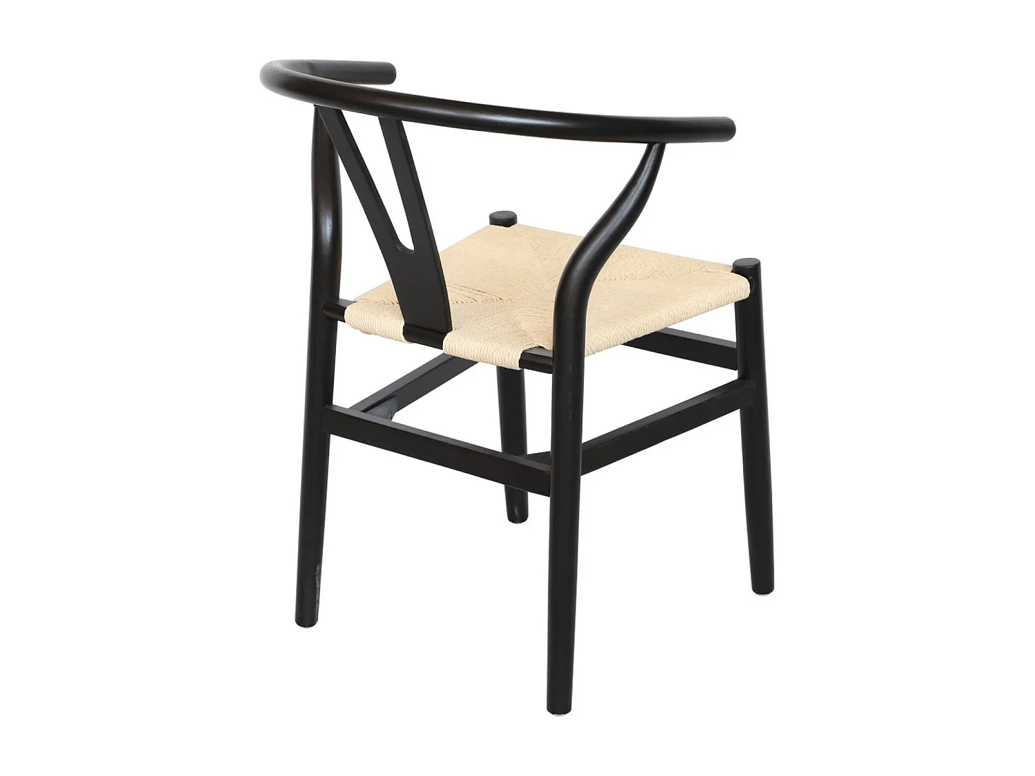 Sedia in legno con seduta in corda, set di 2, nero