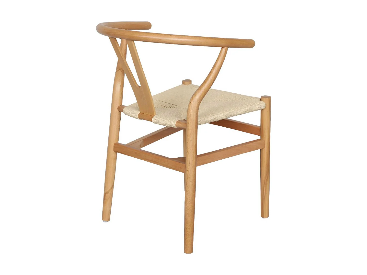 Silla de madera con asiento de cuerda, set de 2 natural