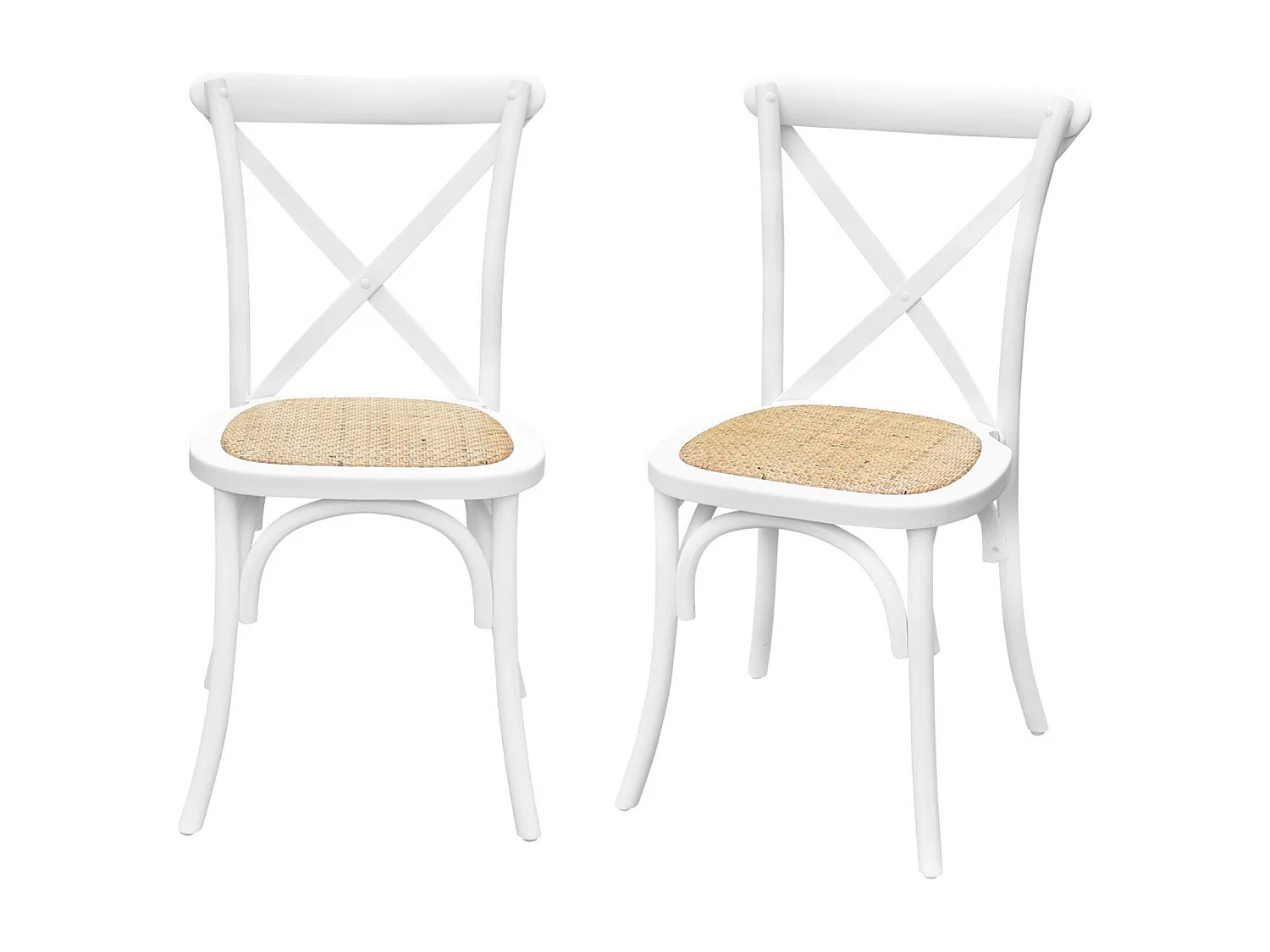 Silla de bistró vintage de madera, set de 2 blanco