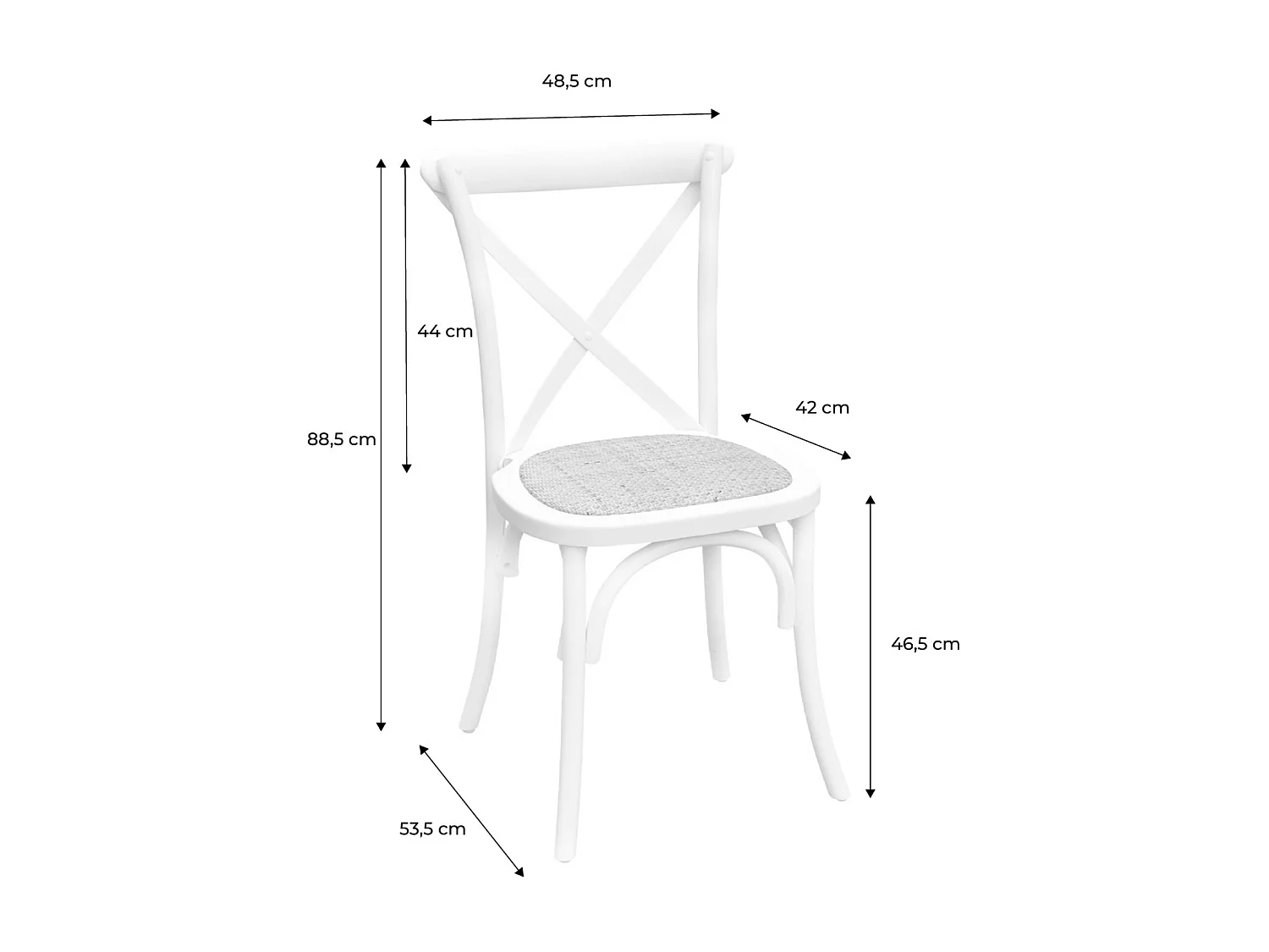 Silla de bistró vintage de madera, set de 2 blanco