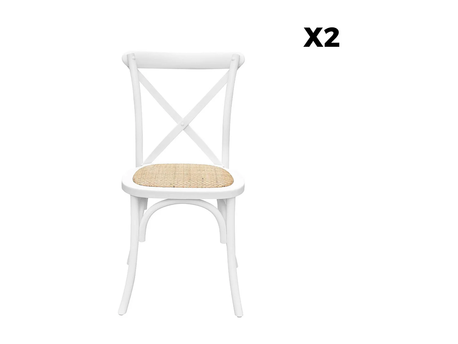 Silla de bistró vintage de madera, set de 2 blanco