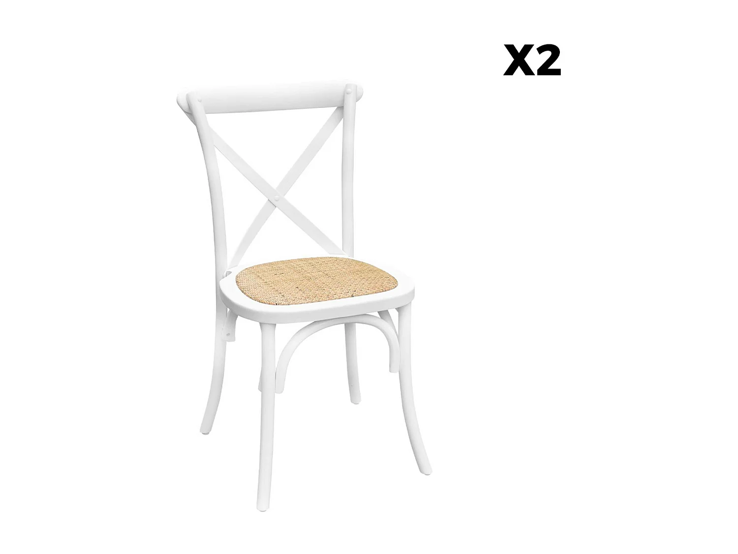 Set 2 sedie bistrò vintage in legno, bianco