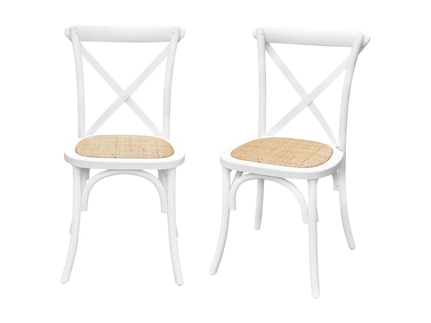 Set 2 sedie bistrò vintage in legno, bianco