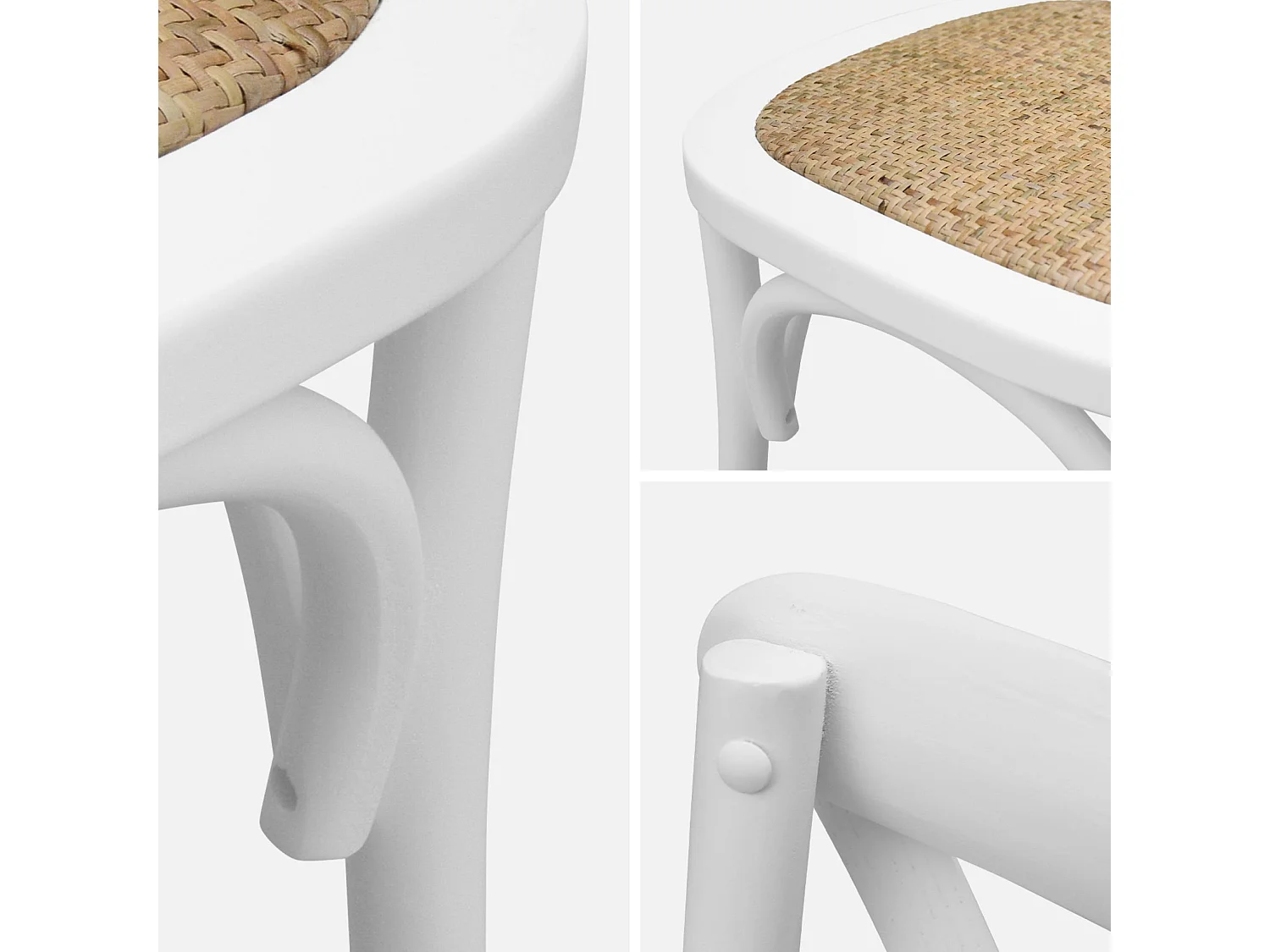 Set 2 sedie bistrò vintage in legno, bianco