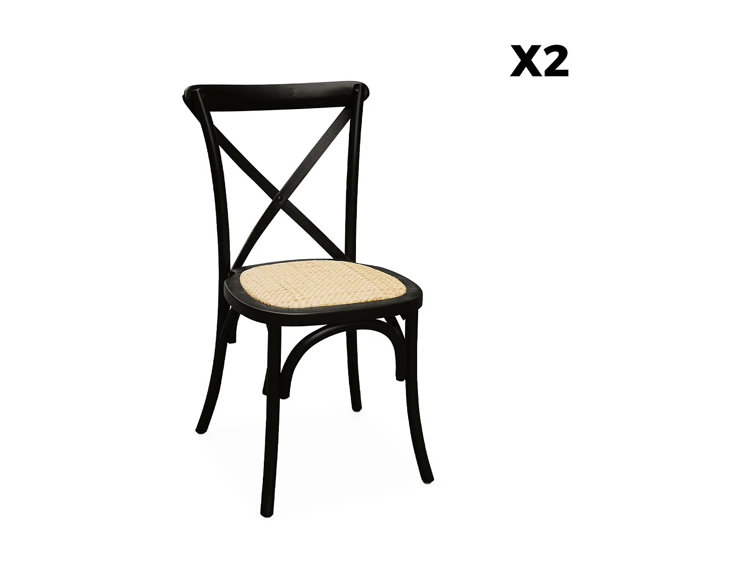 Silla de bistró vintage de madera, set de 2 negro