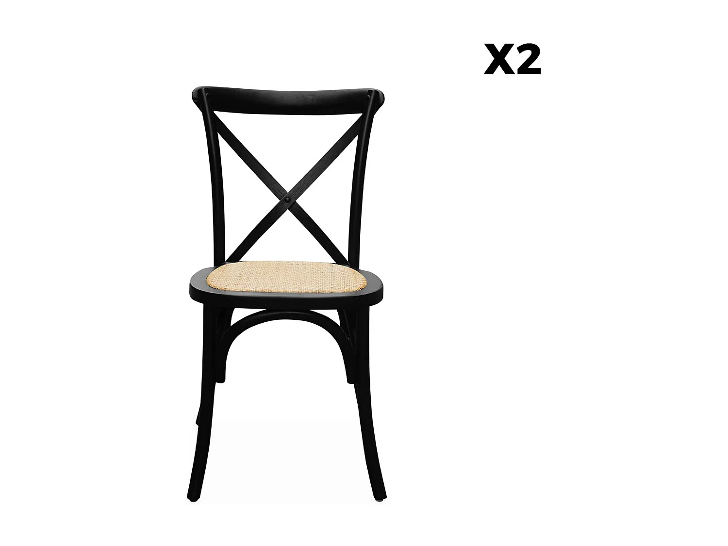 Silla de bistró vintage de madera, set de 2 negro