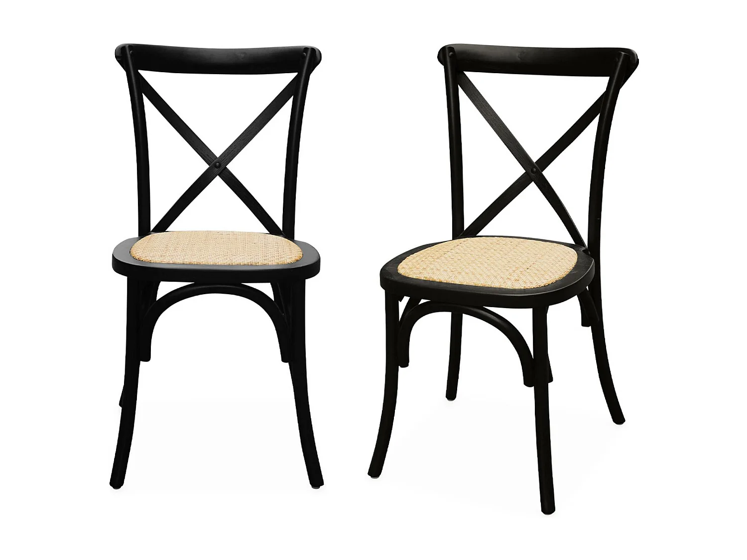 Set 2 sedie bistrò vintage in legno, nero