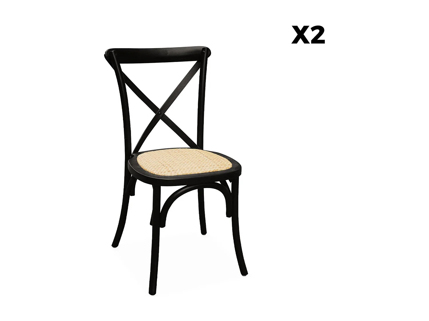 Silla de bistró vintage de madera, set de 2 negro