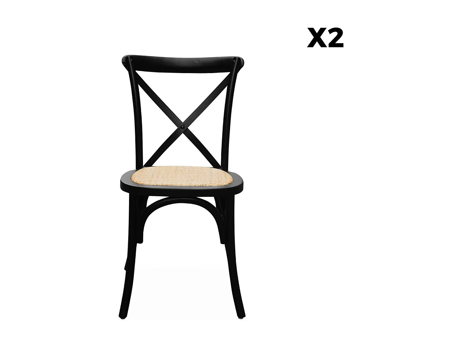 Silla de bistró vintage de madera, set de 2 negro