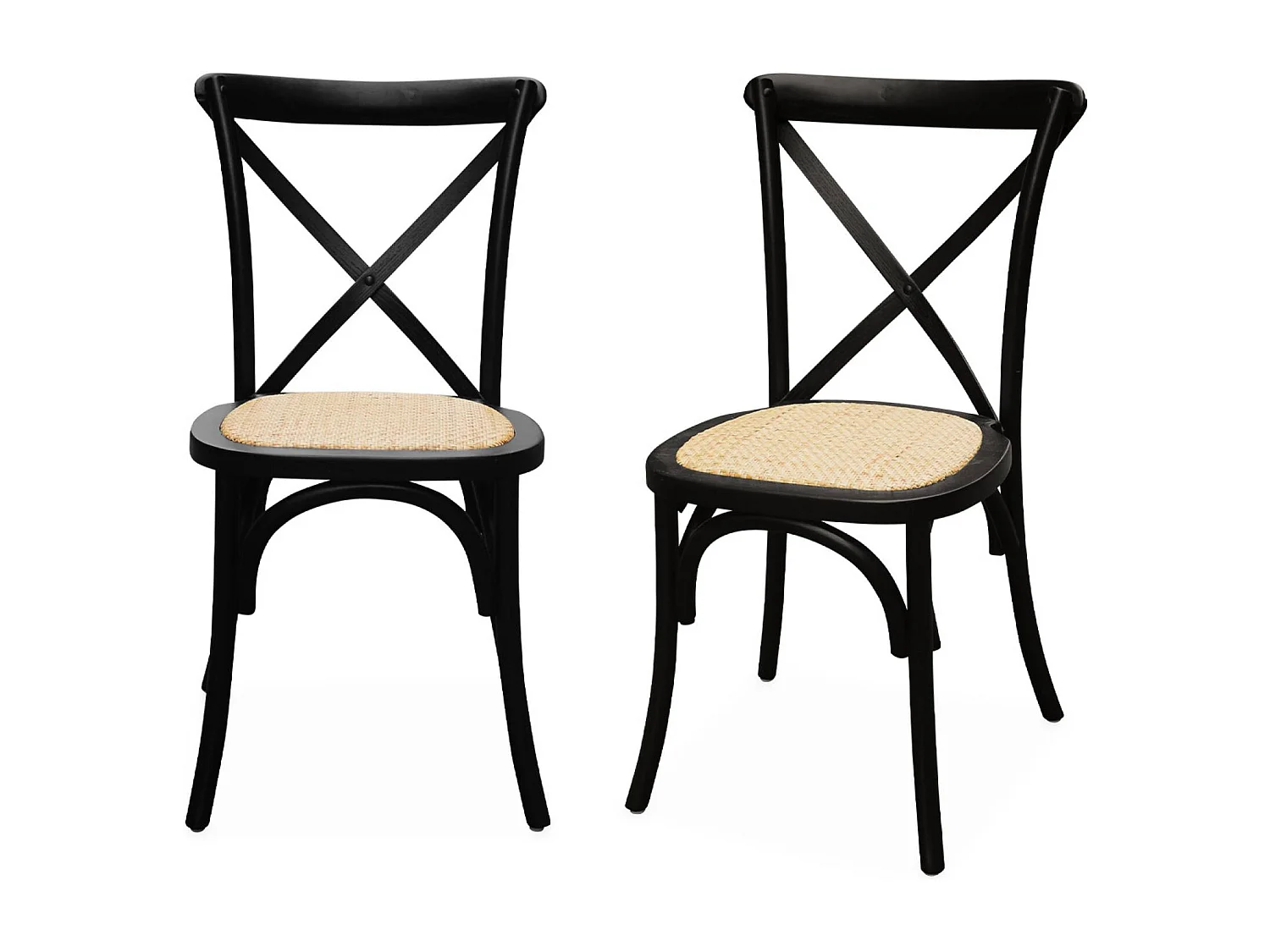 Set 2 sedie bistrò vintage in legno, nero