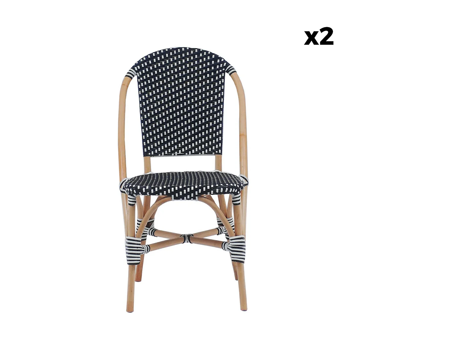 Silla bistró de ratán y polirratán, set de 2 negro