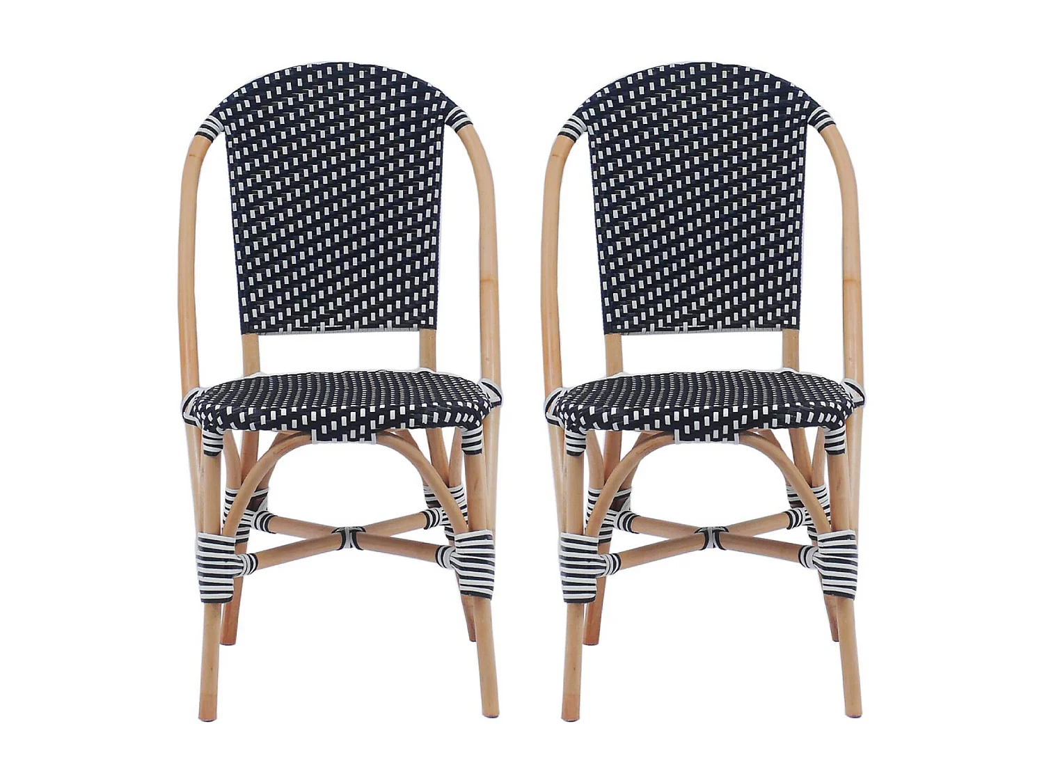 Set di 2 sedie bistrot in rattan e polyrattan, nero
