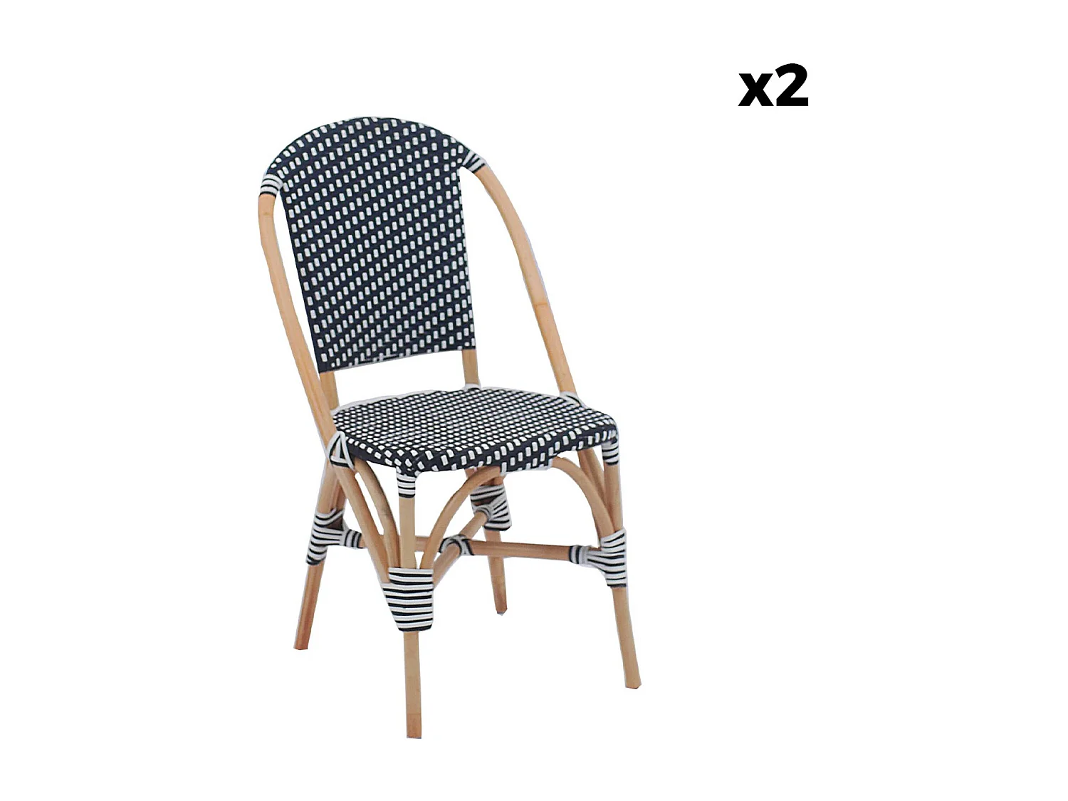 Set di 2 sedie bistrot in rattan e polyrattan, nero
