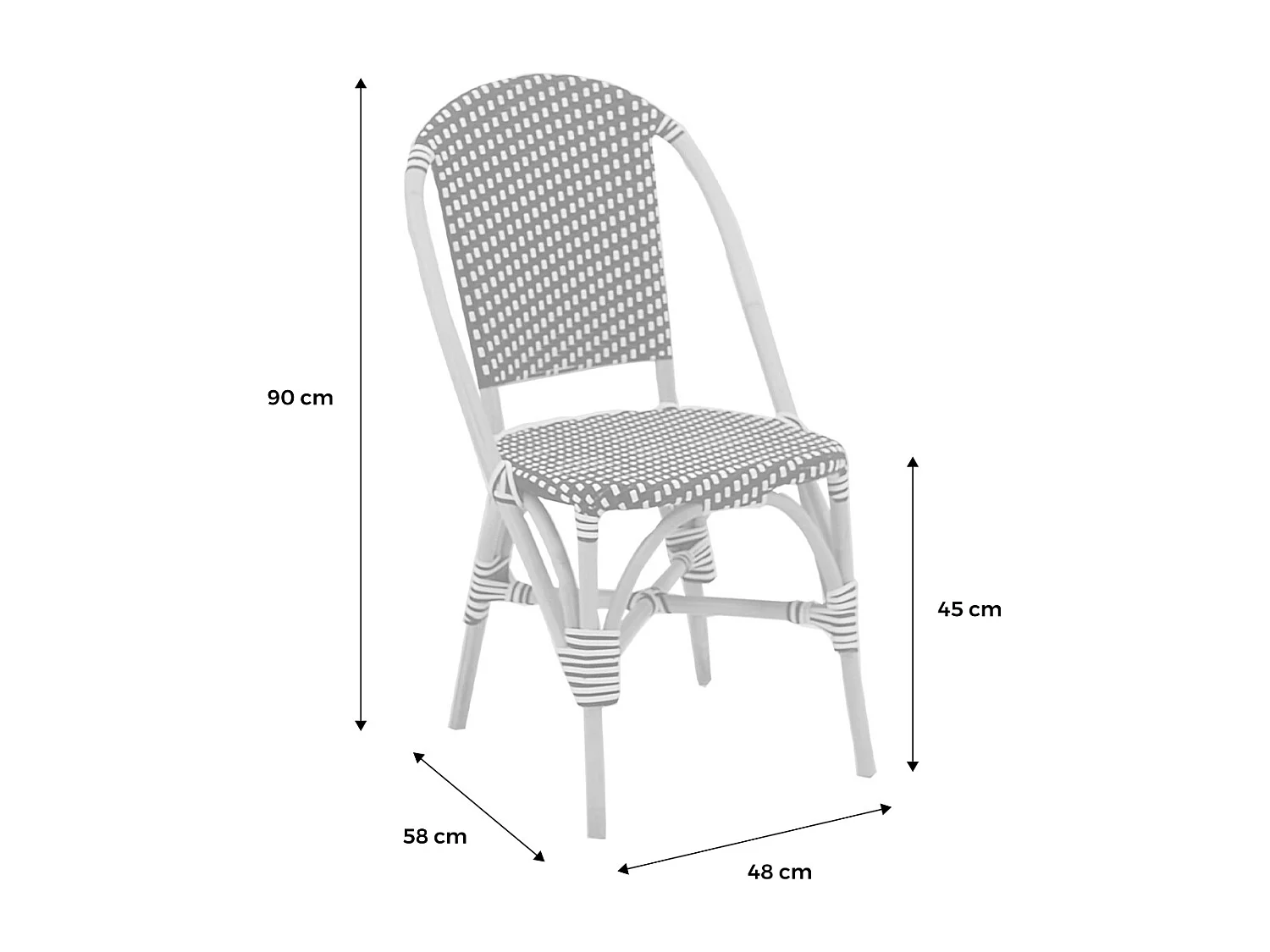 Set di 2 sedie bistrot in rattan e polyrattan, nero