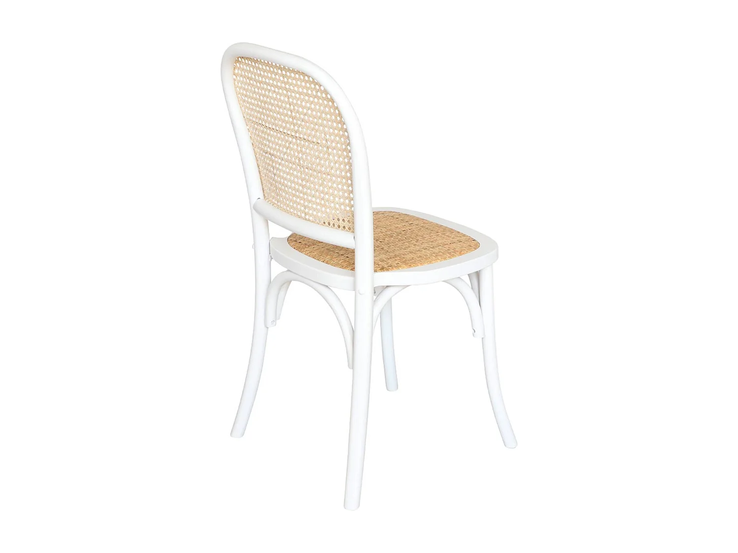 Silla vintage de madera y ratán, set de 2 blanco