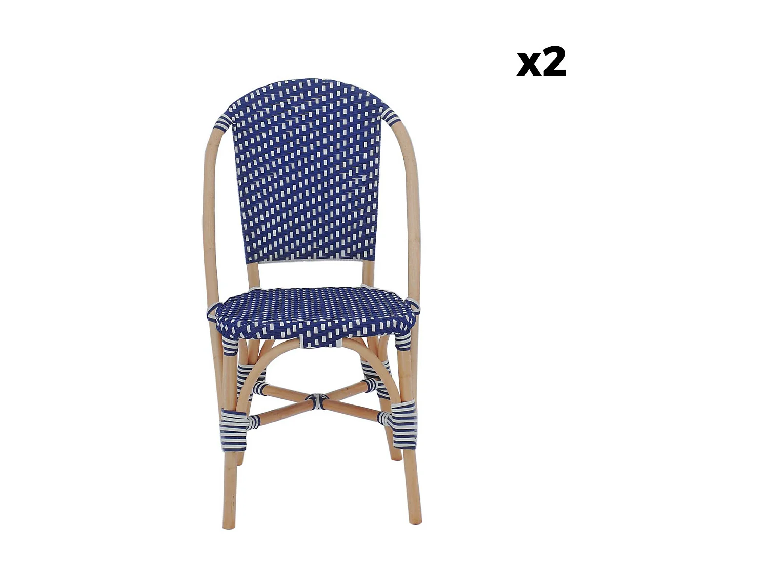 Silla bistró de ratán y polirratán, set de 2 azul