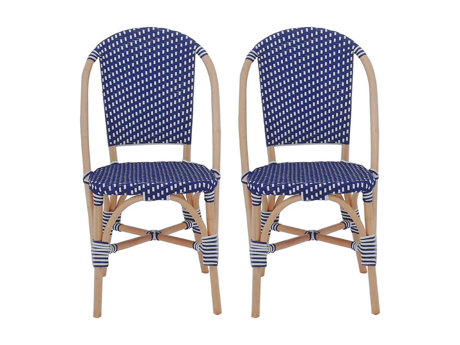 Silla bistró de ratán y polirratán, set de 2 azul