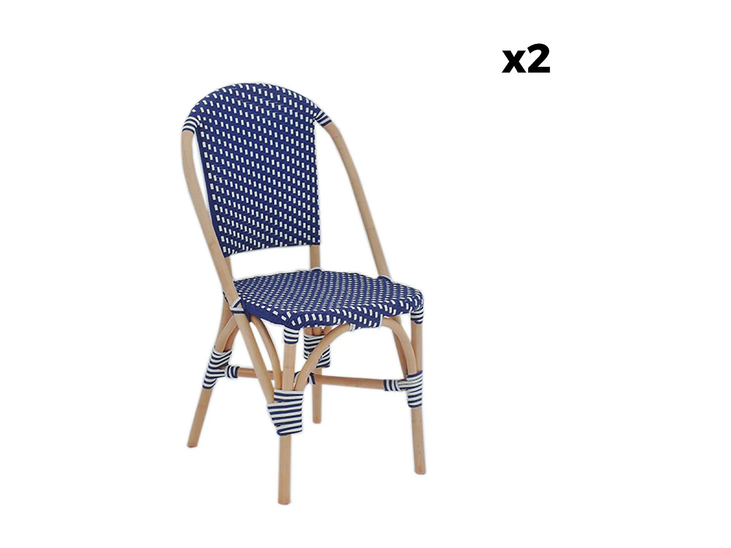 Silla bistró de ratán y polirratán, set de 2 azul