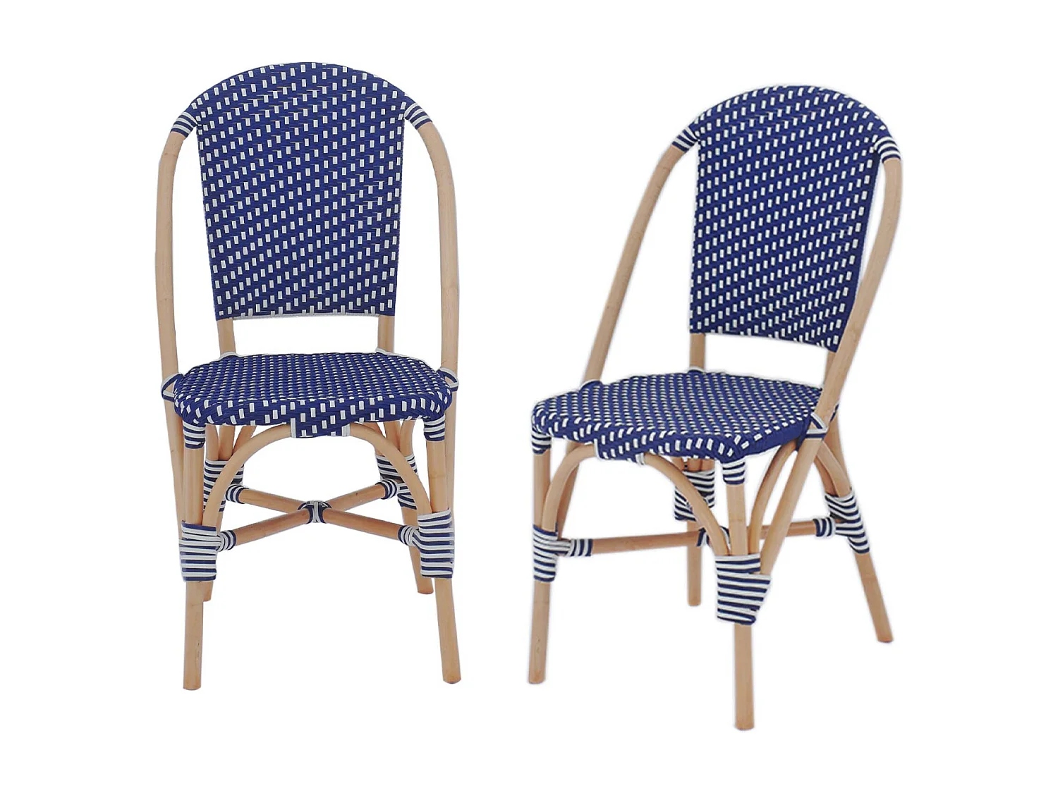 Set di 2 sedie bistrot in rattan e polyrattan, blu