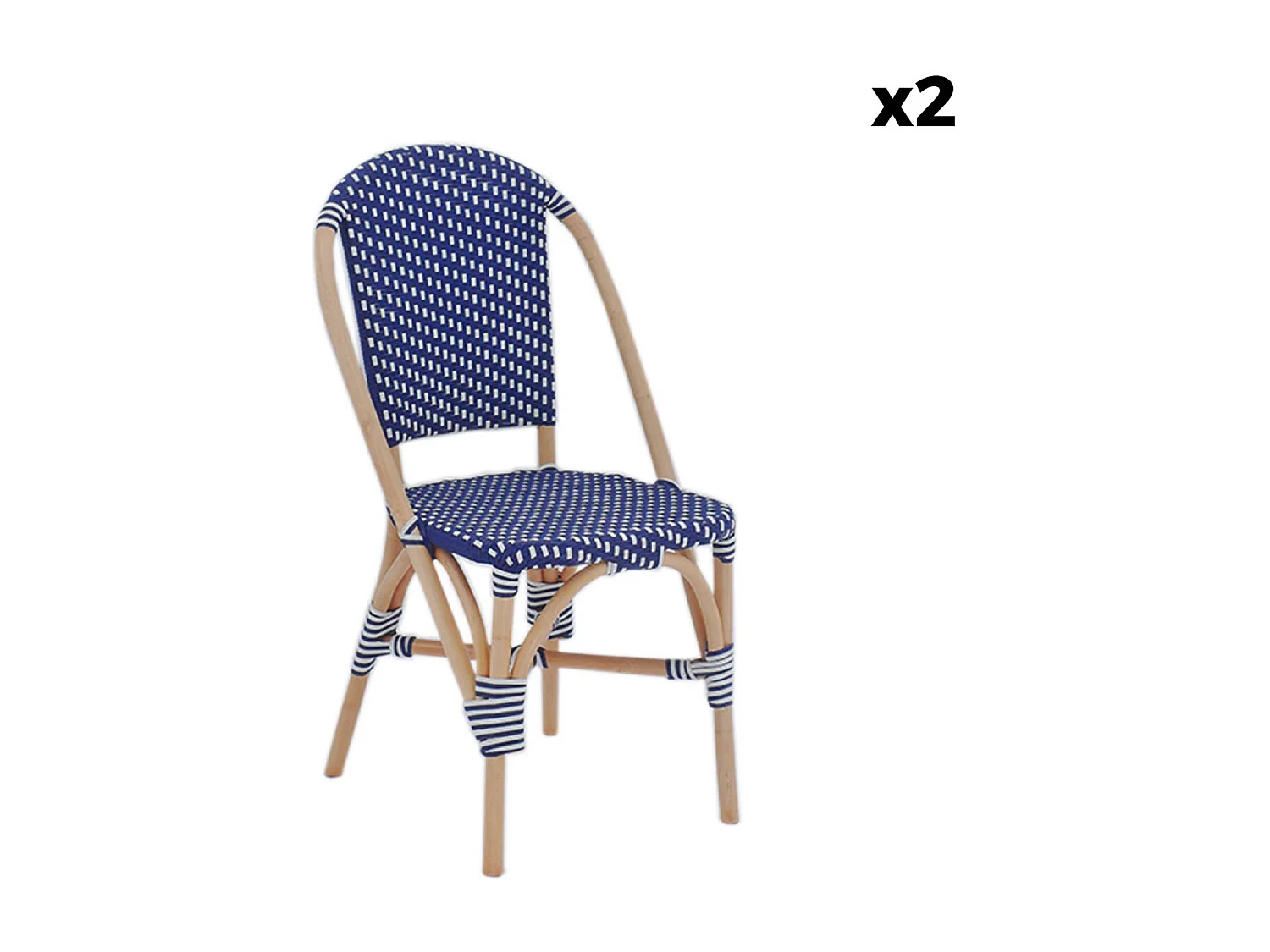 Set di 2 sedie bistrot in rattan e polyrattan, blu