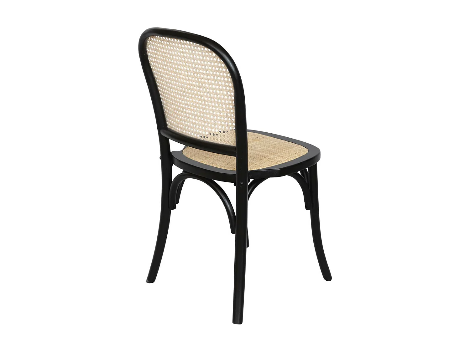 Silla vintage de madera y ratán, set de 2 negro