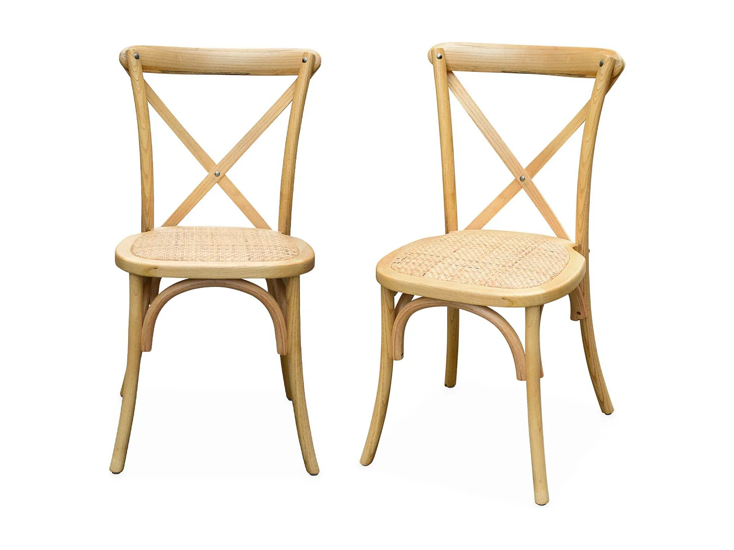 Silla de bistró vintage de madera, set de 2 natural