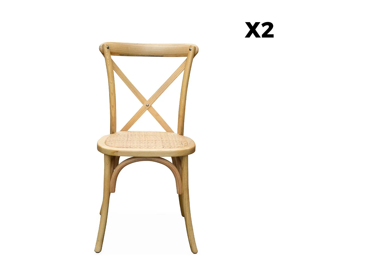 Silla de bistró vintage de madera, set de 2 natural