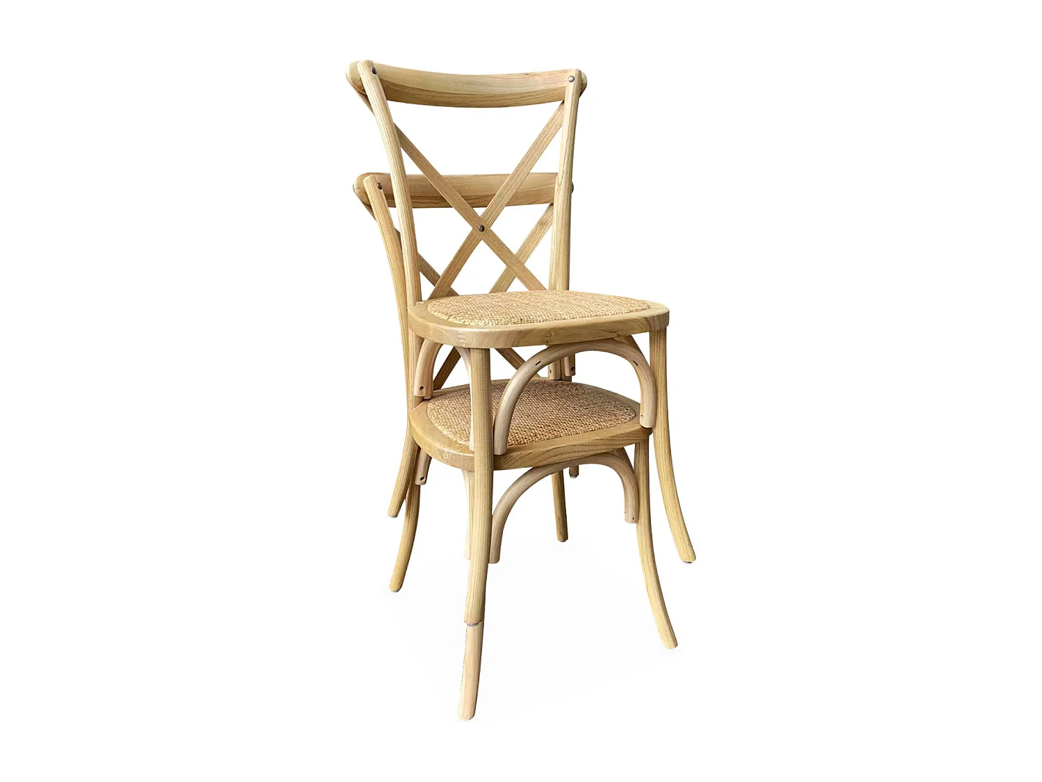 Set 2 sedie bistrò vintage in legno, marrone naturale