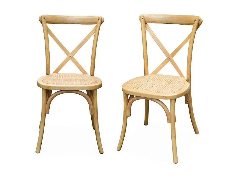 Silla de bistró vintage de madera, set de 2 natural
